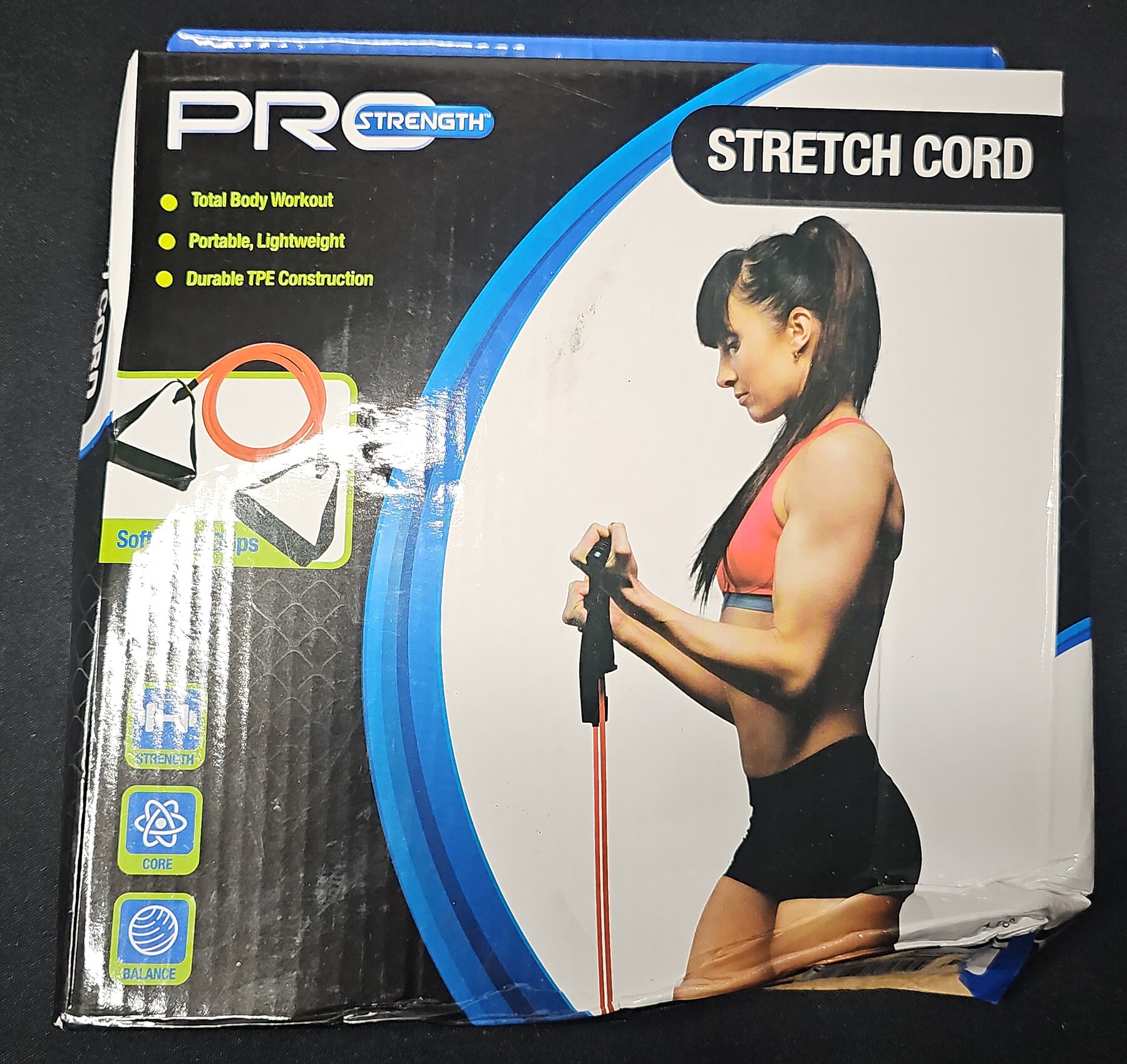 Pro Strength Stretch Cord Resistance Band Total Body Workout Durable Tpe Handles