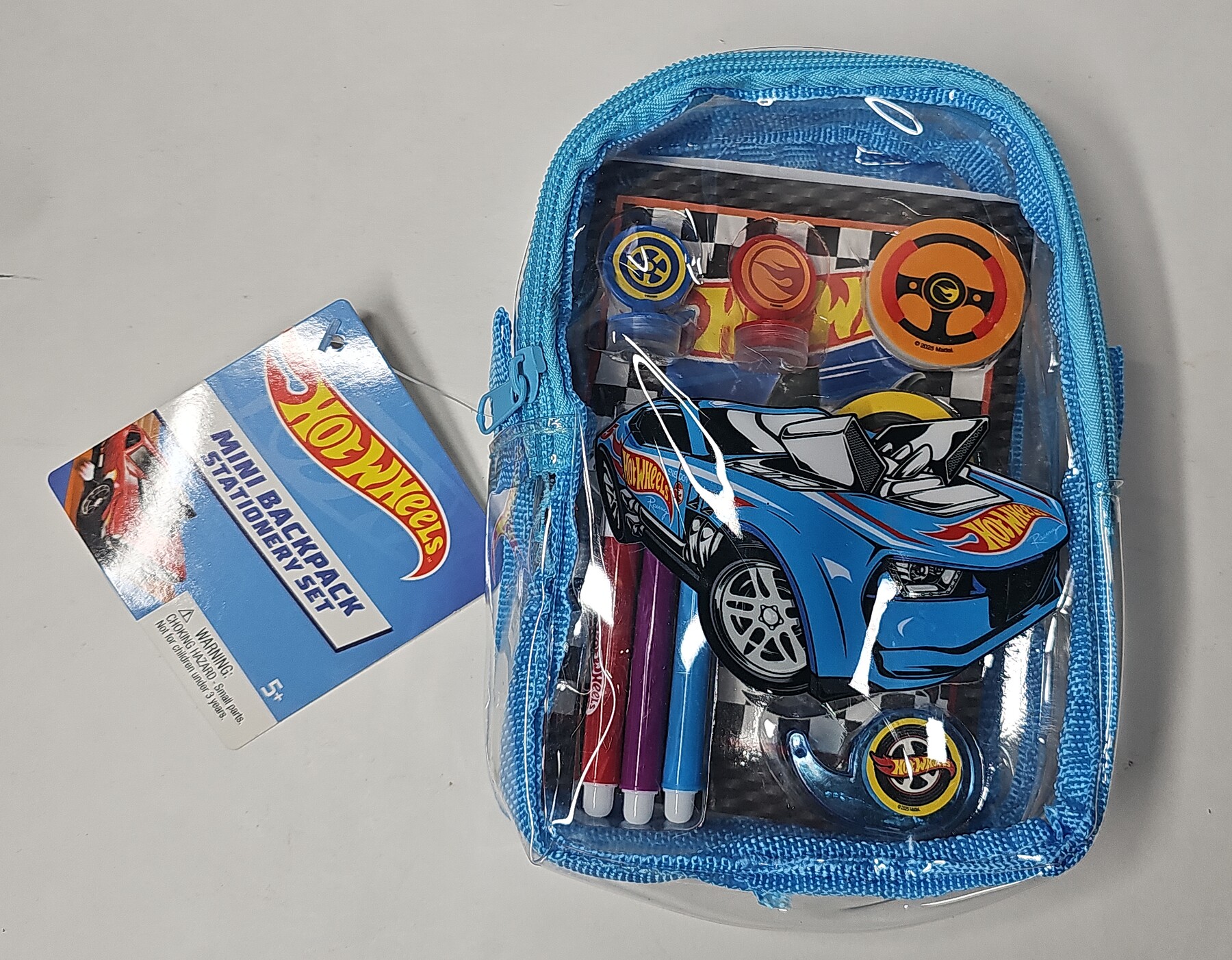 Hot Wheels Mini Backpack Stationery Set Journal Markers Stickers Eraser Tape