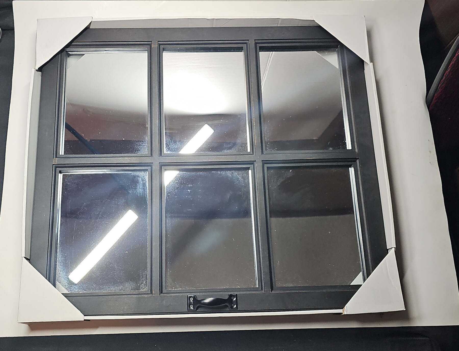 6 Panel Windowpane Wall Mirror Black Farmhouse Decor 21" X 18"