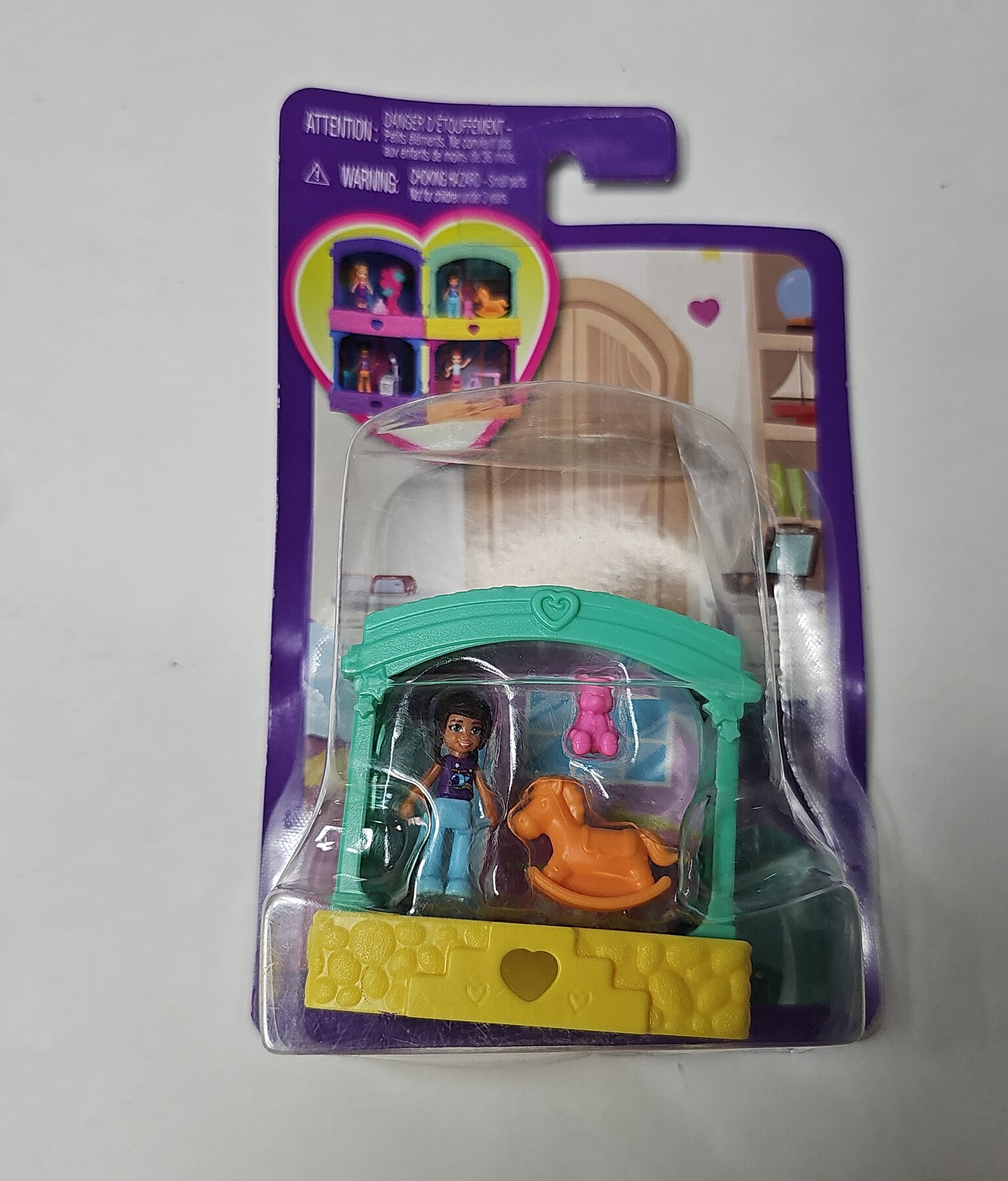Polly Pocket Compact Stack-Able Rooms Playset Figures Brown Hair New
