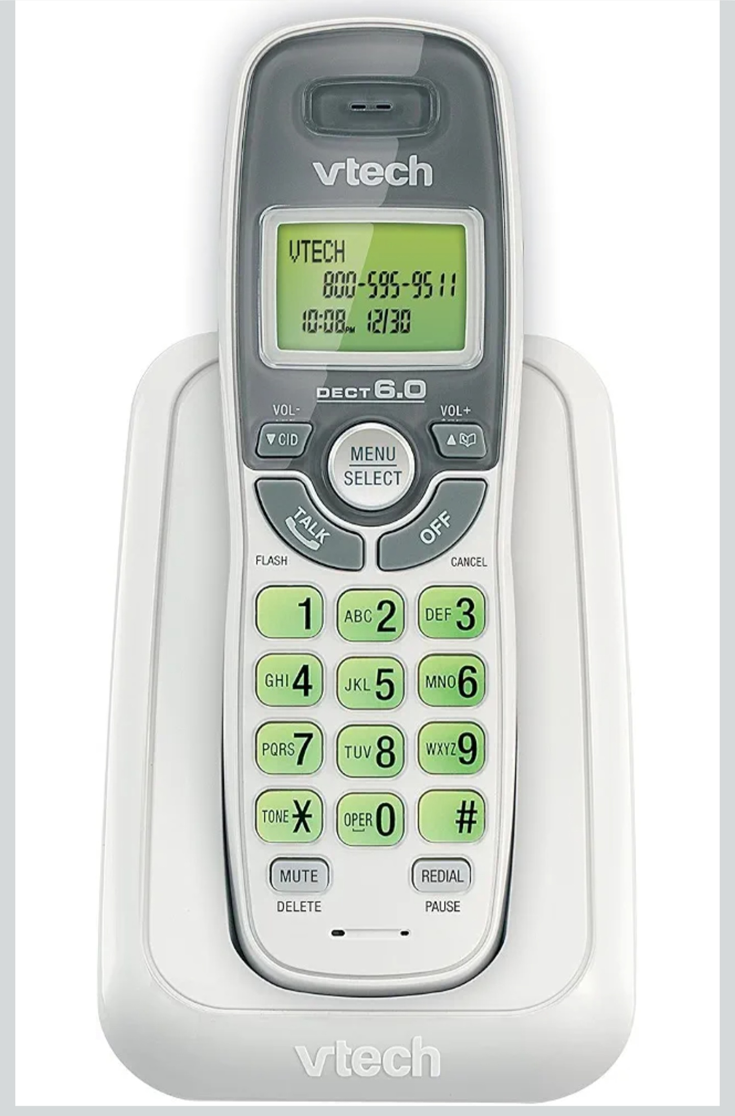 VTech CS6114 DECT 6.0 Cordless Phone with Caller ID / Call Waiting, White
