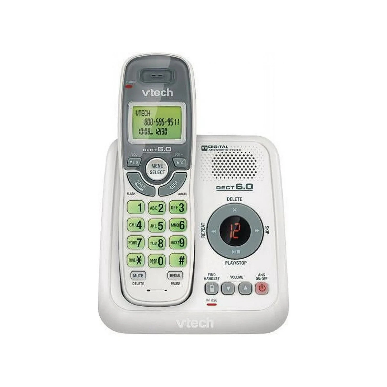 VTech CS6124 Single Line DECT 6.0 Cordless Digital Phone Answering System White